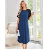 Ekouaer Nightgowns for Women Bamboo Viscose House Dress Long Night Gowns Short Sleeve Sleepdress Soft Sleepwear S-4XL(Blue)