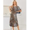 Ekouaer Nightgowns for Women Bamboo Viscose House Dress Long Night Gowns Short Sleeve Sleepdress Soft Sleepwear S-4XL(Brown Leopard)