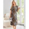 Ekouaer Nightgowns for Women Bamboo Viscose House Dress Long Night Gowns Short Sleeve Sleepdress Soft Sleepwear S-4XL(Brown Leopard)