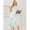 Ekouaer Nightgowns for Women Bamboo Viscose House Dress Long Night Gowns Short Sleeve Sleepdress Soft Sleepwear S-4XL(Cyan White Florals)