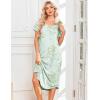 Ekouaer Nightgowns for Women Bamboo Viscose House Dress Long Night Gowns Short Sleeve Sleepdress Soft Sleepwear S-4XL(Cyan White Florals)