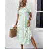 Ekouaer Nightgowns for Women Bamboo Viscose House Dress Long Night Gowns Short Sleeve Sleepdress Soft Sleepwear S-4XL(Cyan White Florals)