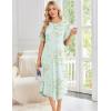 Ekouaer Nightgowns for Women Bamboo Viscose House Dress Long Night Gowns Short Sleeve Sleepdress Soft Sleepwear S-4XL(Cyan White Florals)