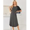 Ekouaer Nightgowns for Women Bamboo Viscose House Dress Long Night Gowns Short Sleeve Sleepdress Soft Sleepwear S-4XL(Dark Grey)