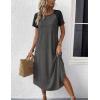 Ekouaer Nightgowns for Women Bamboo Viscose House Dress Long Night Gowns Short Sleeve Sleepdress Soft Sleepwear S-4XL(Dark Grey)