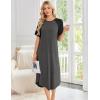 Ekouaer Nightgowns for Women Bamboo Viscose House Dress Long Night Gowns Short Sleeve Sleepdress Soft Sleepwear S-4XL(Dark Grey)