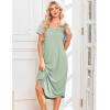 Ekouaer Nightgowns for Women Bamboo Viscose House Dress Long Night Gowns Short Sleeve Sleepdress Soft Sleepwear S-4XL(Light Green)