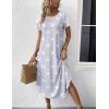 Ekouaer Nightgowns for Women Bamboo Viscose House Dress Long Night Gowns Short Sleeve Sleepdress Soft Sleepwear S-4XL(Light Grey Stars)