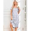 Ekouaer Nightgowns for Women Bamboo Viscose House Dress Long Night Gowns Short Sleeve Sleepdress Soft Sleepwear S-4XL(Light Grey Stars)