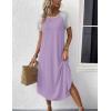 Ekouaer Nightgowns for Women Bamboo Viscose House Dress Long Night Gowns Short Sleeve Sleepdress Soft Sleepwear S-4XL(Lilac)