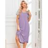 Ekouaer Nightgowns for Women Bamboo Viscose House Dress Long Night Gowns Short Sleeve Sleepdress Soft Sleepwear S-4XL(Lilac)