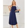 Ekouaer Nightgowns for Women Bamboo Viscose House Dress Long Night Gowns Short Sleeve Sleepdress Soft Sleepwear S-4XL(Navy Blue)