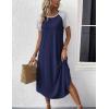Ekouaer Nightgowns for Women Bamboo Viscose House Dress Long Night Gowns Short Sleeve Sleepdress Soft Sleepwear S-4XL(Navy Blue)