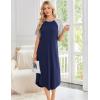 Ekouaer Nightgowns for Women Bamboo Viscose House Dress Long Night Gowns Short Sleeve Sleepdress Soft Sleepwear S-4XL(Navy Blue)