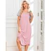 Ekouaer Nightgowns for Women Bamboo Viscose House Dress Long Night Gowns Short Sleeve Sleepdress Soft Sleepwear S-4XL(Pink)