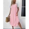 Ekouaer Nightgowns for Women Bamboo Viscose House Dress Long Night Gowns Short Sleeve Sleepdress Soft Sleepwear S-4XL(Pink)