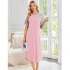 Ekouaer Nightgowns for Women Bamboo Viscose House Dress Long Night Gowns Short Sleeve Sleepdress Soft Sleepwear S-4XL(Pink)