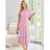 Ekouaer Nightgowns for Women Bamboo Viscose House Dress Long Night Gowns Short Sleeve Sleepdress Soft Sleepwear S-4XL(Pink Florals)