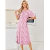Ekouaer Nightgowns for Women Bamboo Viscose House Dress Long Night Gowns Short Sleeve Sleepdress Soft Sleepwear S-4XL(Pink Florals)