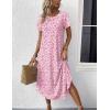 Ekouaer Nightgowns for Women Bamboo Viscose House Dress Long Night Gowns Short Sleeve Sleepdress Soft Sleepwear S-4XL(Pink Florals)