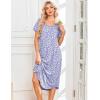 Ekouaer Nightgowns for Women Bamboo Viscose House Dress Long Night Gowns Short Sleeve Sleepdress Soft Sleepwear S-4XL(Purple Abstract Dots)