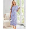 Ekouaer Nightgowns for Women Bamboo Viscose House Dress Long Night Gowns Short Sleeve Sleepdress Soft Sleepwear S-4XL(Purple Abstract Dots)