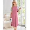 Ekouaer Nightgowns for Women Bamboo Viscose House Dress Long Night Gowns Short Sleeve Sleepdress Soft Sleepwear S-4XL(Purple Red)