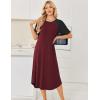 Ekouaer Nightgowns for Women Bamboo Viscose House Dress Long Night Gowns Short Sleeve Sleepdress Soft Sleepwear S-4XL(Red)