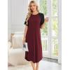 Ekouaer Nightgowns for Women Bamboo Viscose House Dress Long Night Gowns Short Sleeve Sleepdress Soft Sleepwear S-4XL(Red)
