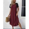 Ekouaer Nightgowns for Women Bamboo Viscose House Dress Long Night Gowns Short Sleeve Sleepdress Soft Sleepwear S-4XL(Red)