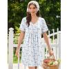 Ekouaer Nightgowns for Women Cotton Night Gowns Short Sleeve Pleated Sleep Shirts Lace Trim Moo Moos Ladies Sleepwear(Floral Blue White)