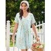 Ekouaer Nightgowns for Women Cotton Night Gowns Short Sleeve Pleated Sleep Shirts Lace Trim Moo Moos Ladies Sleepwear(Floral Light Green)