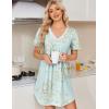 Ekouaer Nightgowns for Women Cotton Night Gowns Short Sleeve Pleated Sleep Shirts Lace Trim Moo Moos Ladies Sleepwear(Floral Light Green)