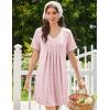 Ekouaer Nightgowns for Women Cotton Night Gowns Short Sleeve Pleated Sleep Shirts Lace Trim Moo Moos Ladies Sleepwear(Floral Pink)