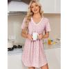 Ekouaer Nightgowns for Women Cotton Night Gowns Short Sleeve Pleated Sleep Shirts Lace Trim Moo Moos Ladies Sleepwear(Floral Pink)