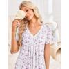 Ekouaer Nightgowns for Women Cotton Night Gowns Short Sleeve Pleated Sleep Shirts Lace Trim Moo Moos Ladies Sleepwear(Floral Pink White)