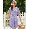 Ekouaer Nightgowns for Women Cotton Night Gowns Short Sleeve Pleated Sleep Shirts Lace Trim Moo Moos Ladies Sleepwear(Floral Purple)
