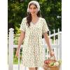Ekouaer Nightgowns for Women Cotton Night Gowns Short Sleeve Pleated Sleep Shirts Lace Trim Moo Moos Ladies Sleepwear(Floral Yellow)