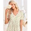 Ekouaer Nightgowns for Women Cotton Night Gowns Short Sleeve Pleated Sleep Shirts Lace Trim Moo Moos Ladies Sleepwear(Floral Yellow)