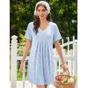 Ekouaer Nightgowns for Women Cotton Night Gowns Short Sleeve Pleated Sleep Shirts Lace Trim Moo Moos Ladies Sleepwear(Flowers Blue)
