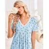 Ekouaer Nightgowns for Women Cotton Night Gowns Short Sleeve Pleated Sleep Shirts Lace Trim Moo Moos Ladies Sleepwear(Flowers Light Blue)