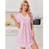 Ekouaer Nightgowns for Women Cotton Night Gowns Short Sleeve Pleated Sleep Shirts Lace Trim Moo Moos Ladies Sleepwear(Flowers Pink)