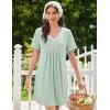 Ekouaer Nightgowns for Women Cotton Night Gowns Short Sleeve Pleated Sleep Shirts Lace Trim Moo Moos Ladies Sleepwear(Light Green)