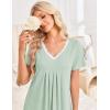 Ekouaer Nightgowns for Women Cotton Night Gowns Short Sleeve Pleated Sleep Shirts Lace Trim Moo Moos Ladies Sleepwear(Light Green)