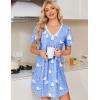 Ekouaer Nightgowns for Women Cotton Night Gowns Short Sleeve Pleated Sleep Shirts Lace Trim Moo Moos Ladies Sleepwear(White Bird)