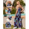 Ekouaer Womens Causal Sleeveless Jumpsuits Summer Boho Wide Leg Floral Rompers Overalls with Pockets(A Blue Boho Print)