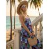 Ekouaer Womens Causal Sleeveless Jumpsuits Summer Boho Wide Leg Floral Rompers Overalls with Pockets(A Blue Boho Print)