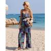 Ekouaer Womens Causal Sleeveless Jumpsuits Summer Boho Wide Leg Floral Rompers Overalls with Pockets(A Blue Boho Print)