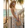 Ekouaer Womens Causal Sleeveless Jumpsuits Summer Boho Wide Leg Floral Rompers Overalls with Pockets(Blue Beige Floral)