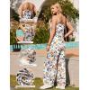 Ekouaer Womens Causal Sleeveless Jumpsuits Summer Boho Wide Leg Floral Rompers Overalls with Pockets(Blue Beige Floral)